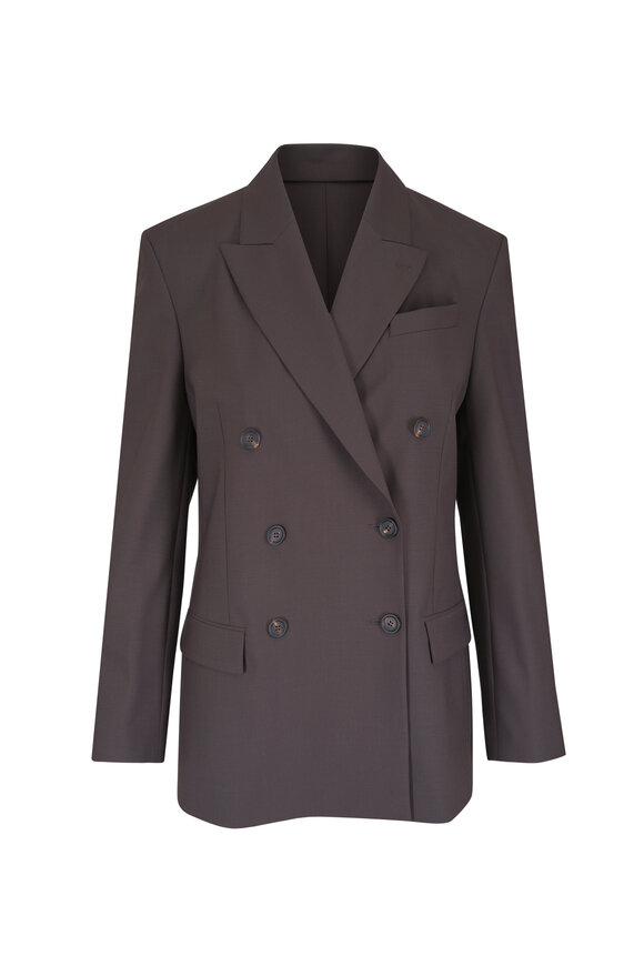 Brunello Cucinelli Caffe Stretch Wool Double Breasted Jacket - view 1