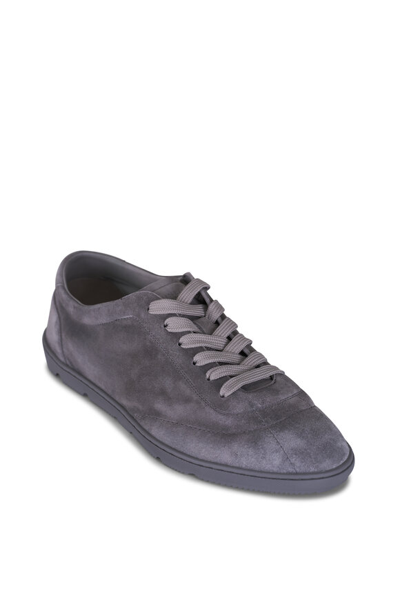 Brunello Cucinelli Gray Solid Suede Low Top Sneaker