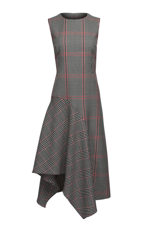Akris Punto Cream & Black Houndstooth Midi Dress