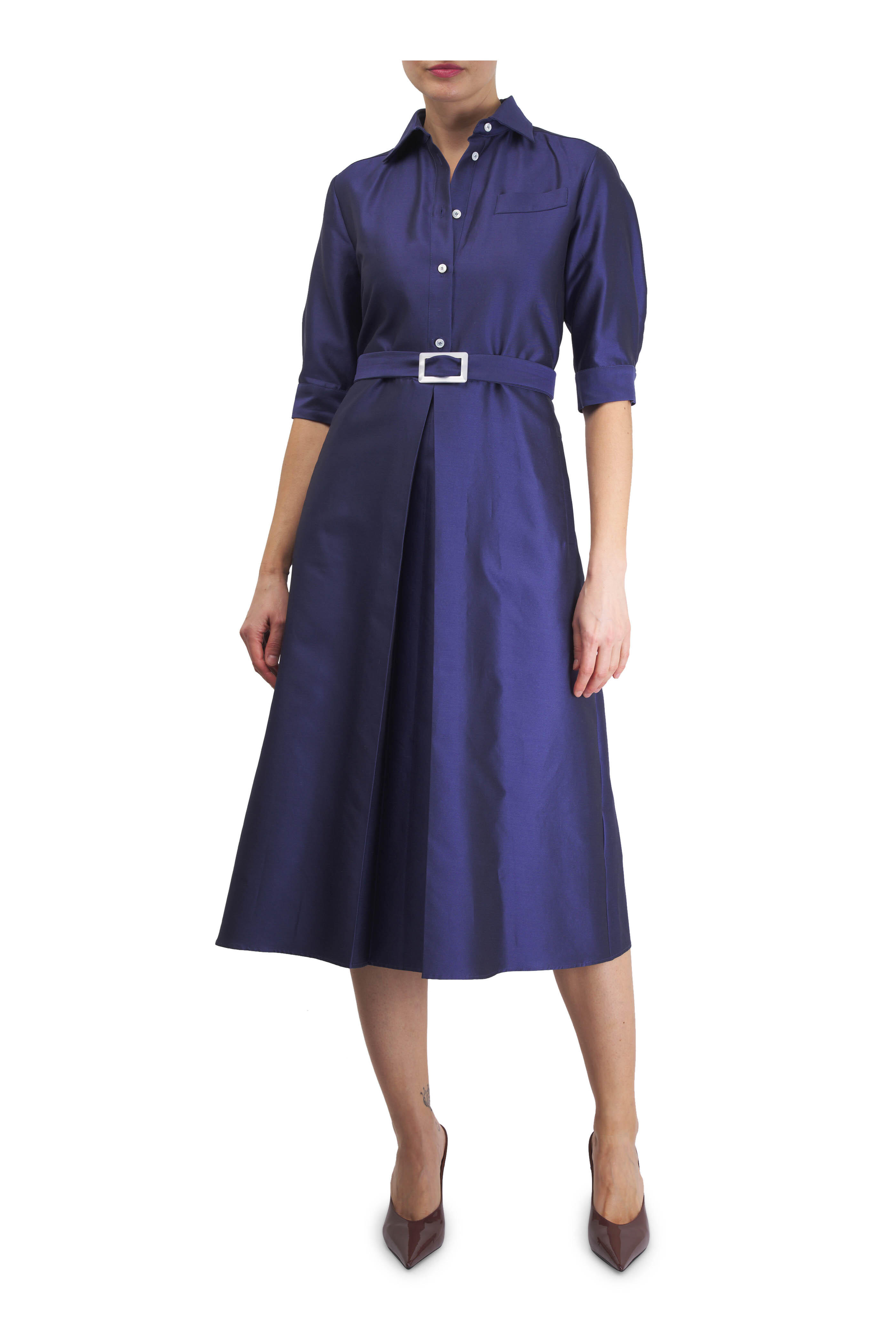 Kiton - Blue Cotton & Silk Midi Dress
