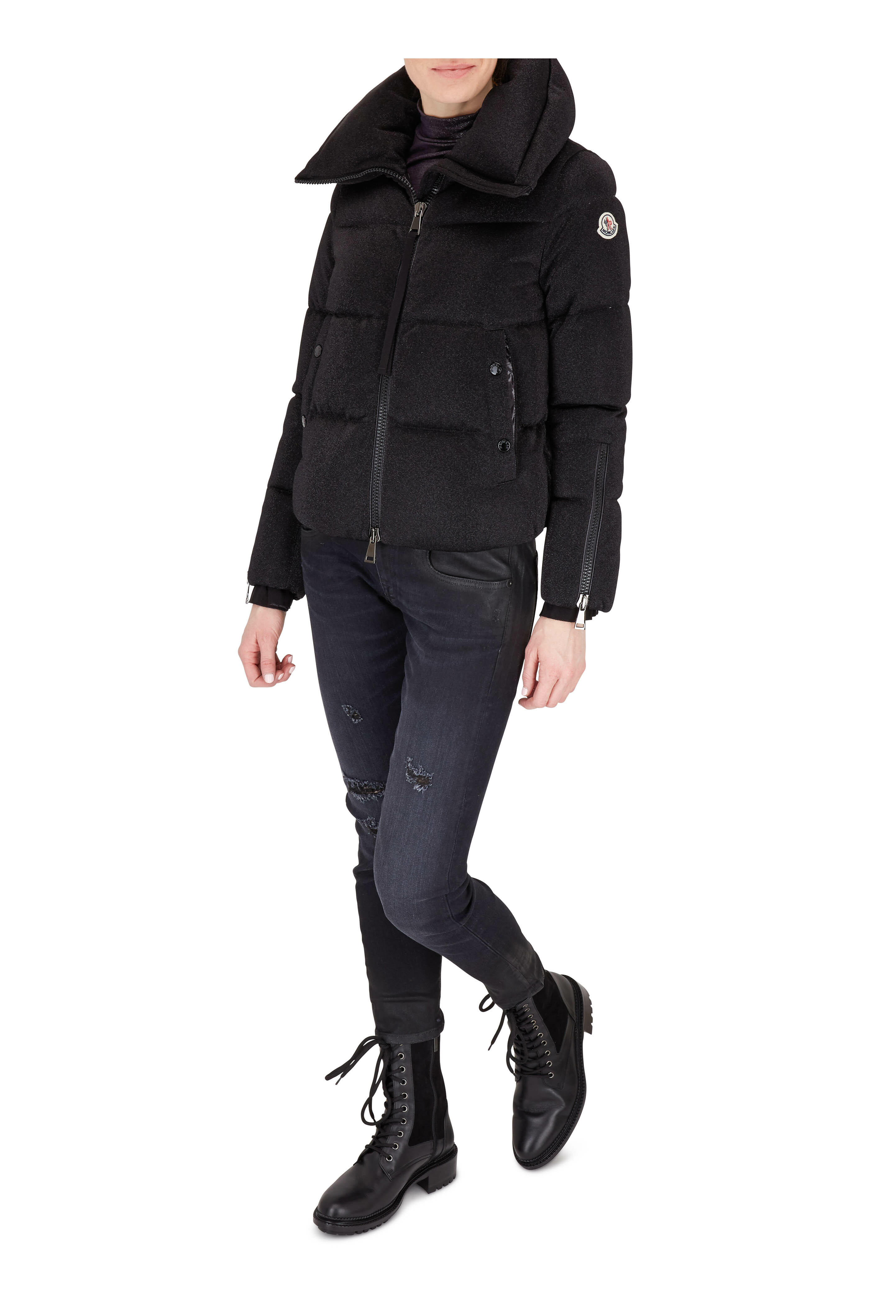 Moncler - Bandama Black Sparkle Puffer Coat | Mitchell Stores