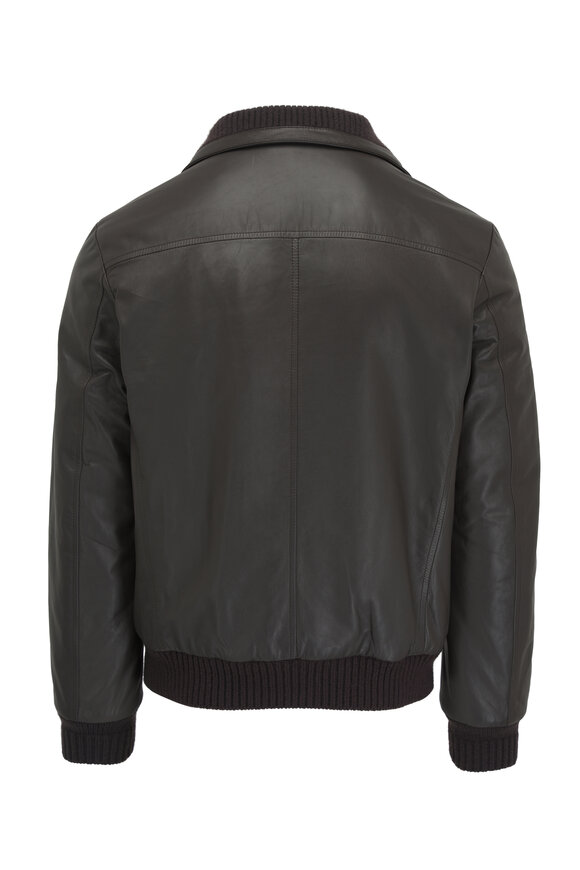 Kiton - Brown Leather Bomber Jacket 