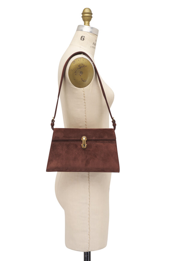 Savette Symmetry Espresso Suede Shoulder Bag - view 7