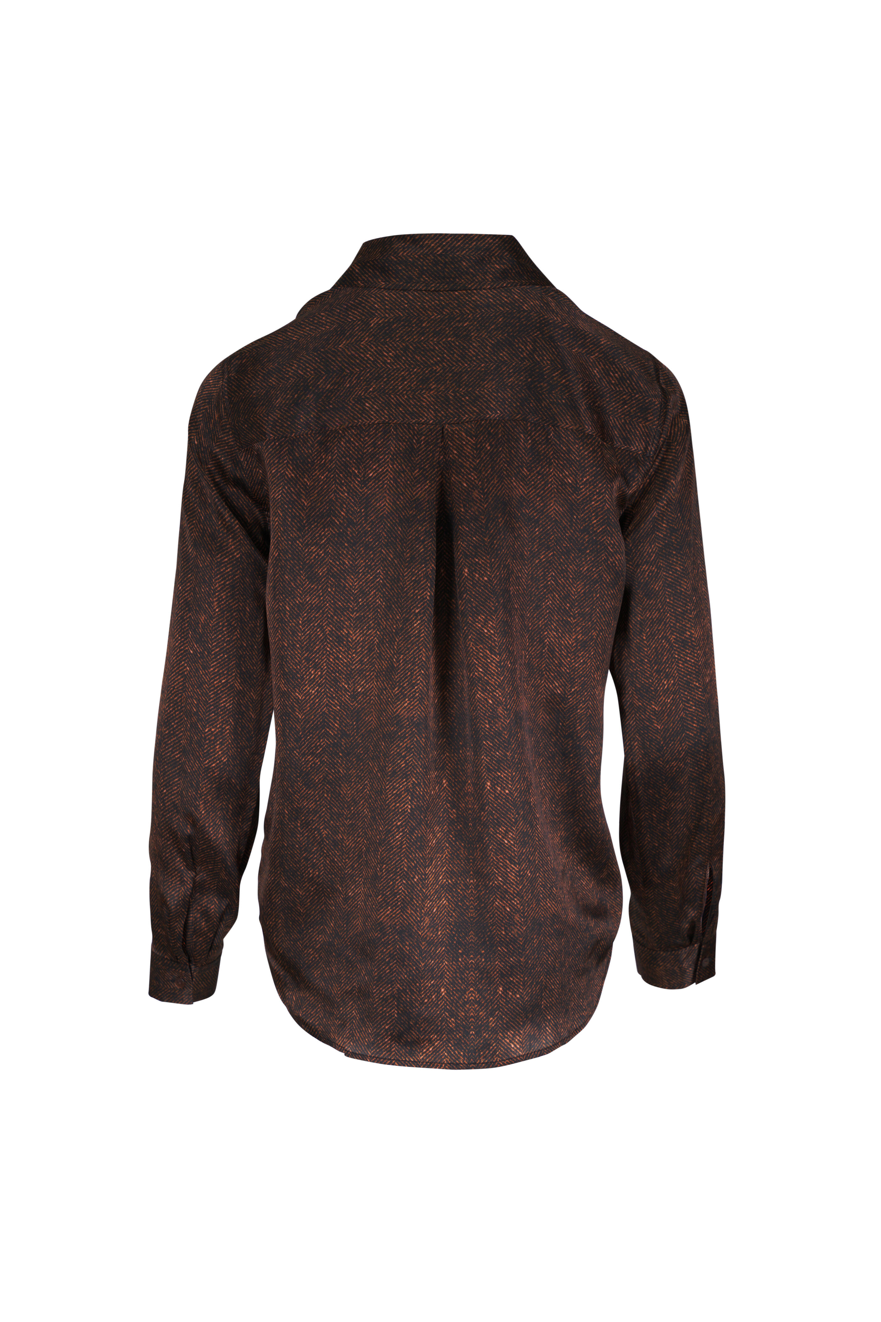 L'Agence - Tyler Brown Herringbone Silk Blouse