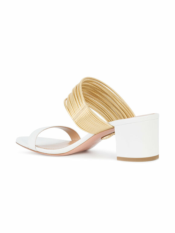 Aquazzura - Rendez Vous White & Gold Slide, 50mm