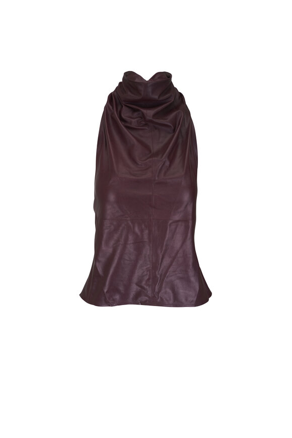 TWP Friday Night Burgundy Paper Leather Halter Top
