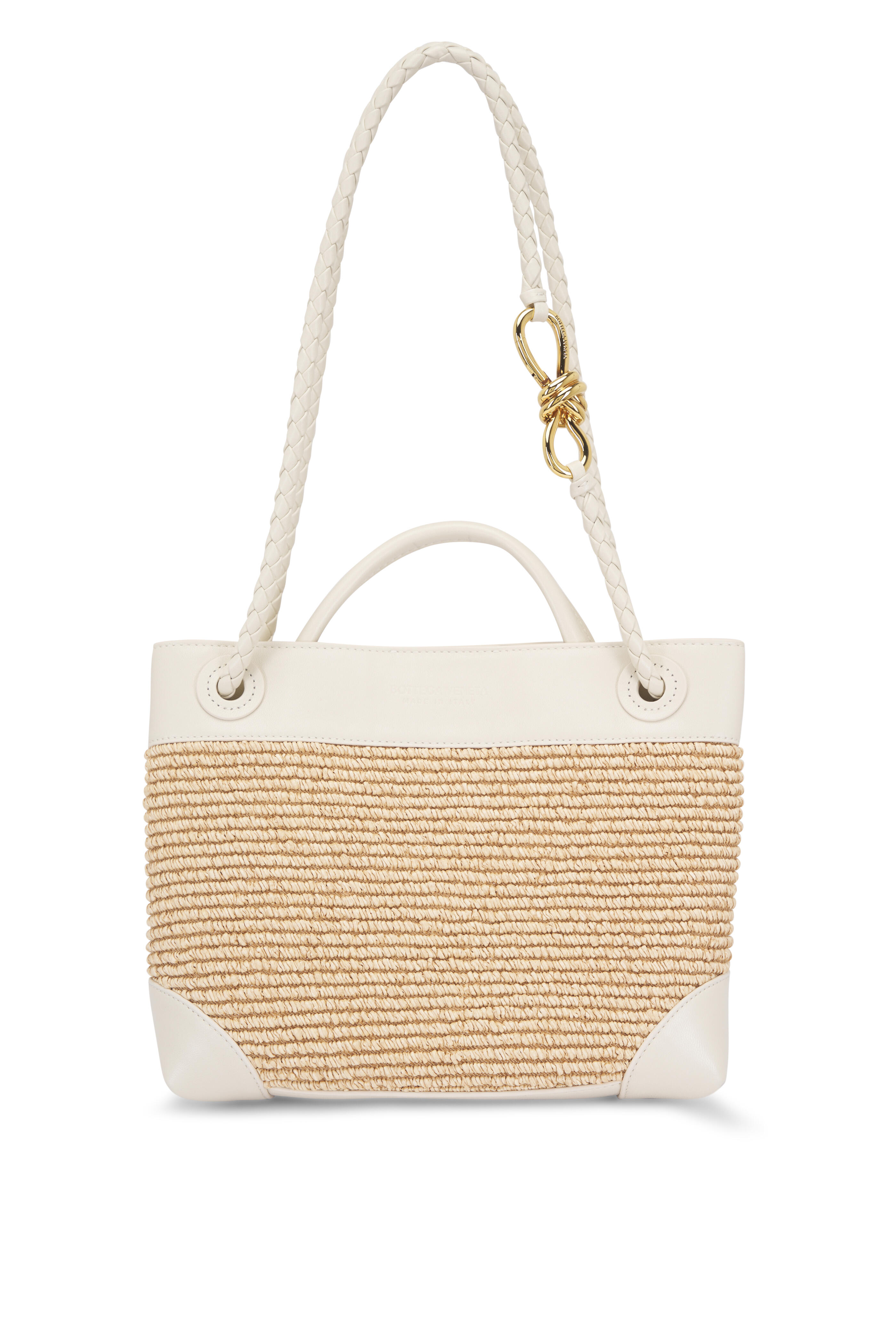 Bottega Veneta - Small Andiamo Sea Salt & Natural Raffia Bag