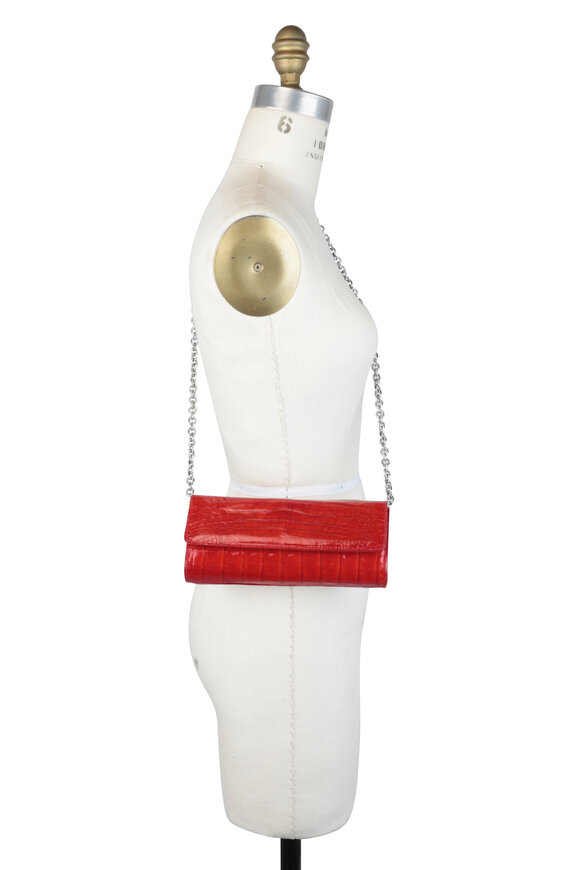 Judith Leiber Couture - Kate Cherry Red Crocodile Chain Clutch