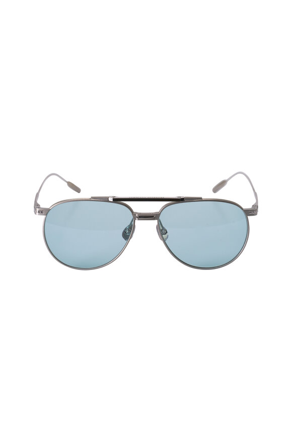 Oliver Peoples Satin Silver Pilot Sunglasses - view 2
