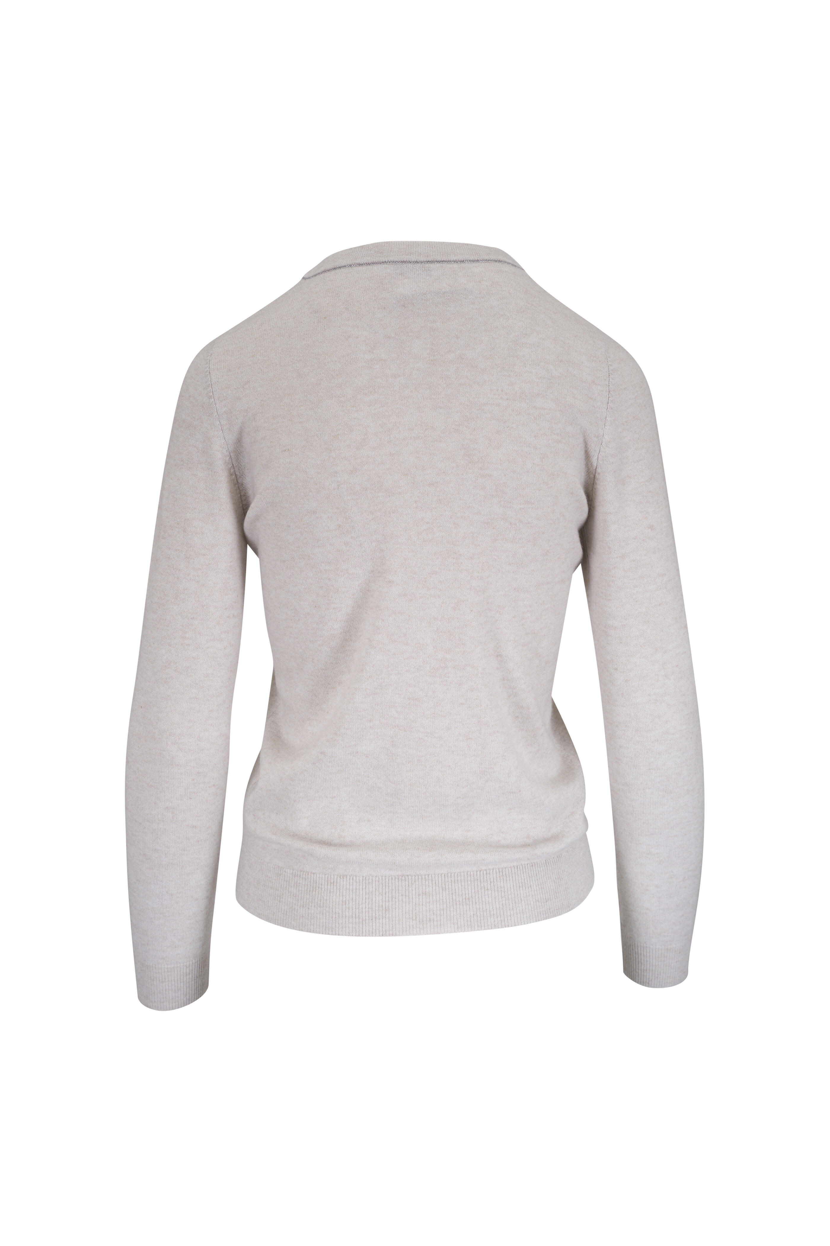 Brunello Cucinelli - Mother Of Pearl 2 Ply Cashmere Crewneck Sweater