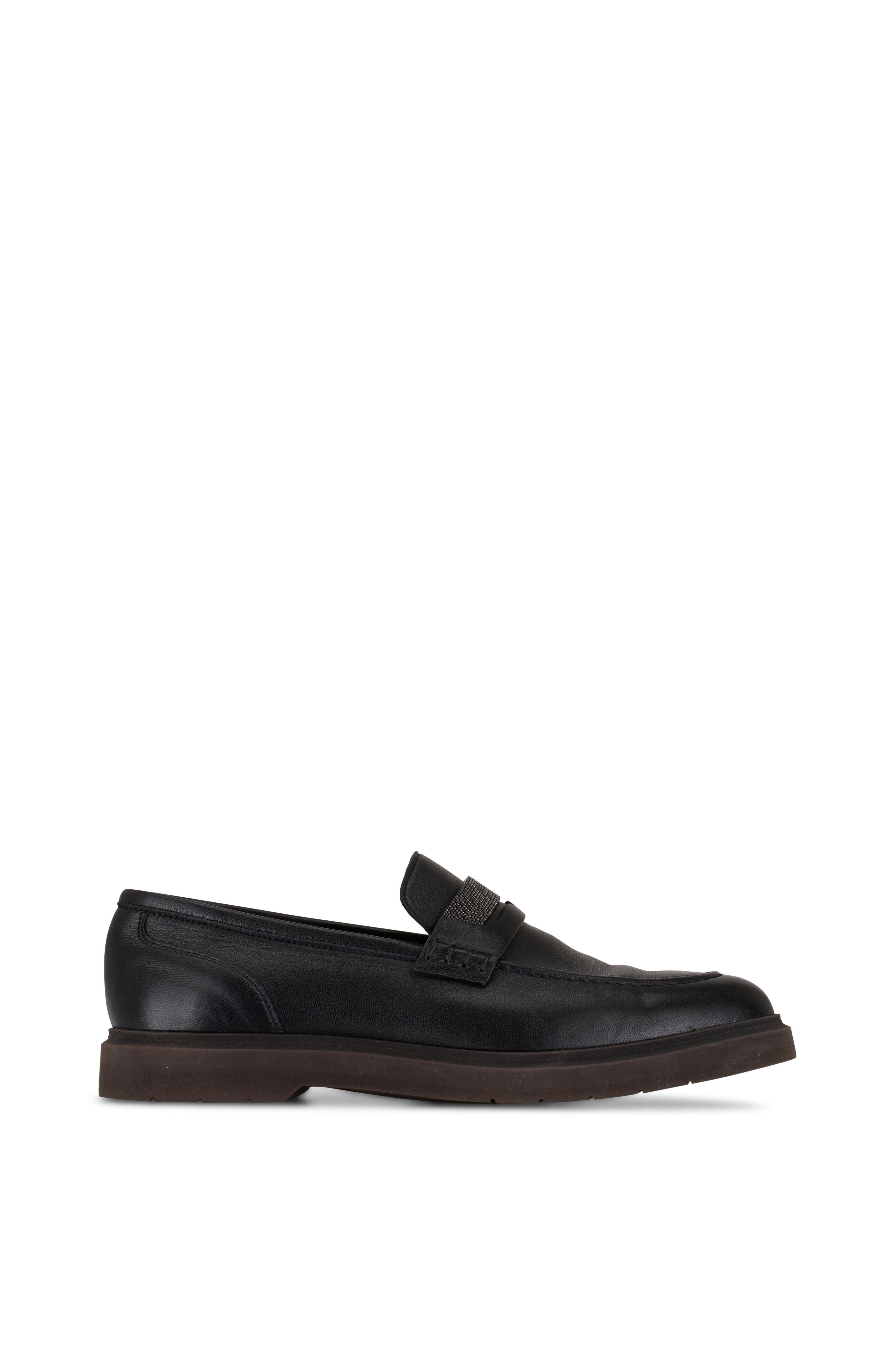 Brunello Cucinelli - Black Leather Penny Loafer | Mitchell