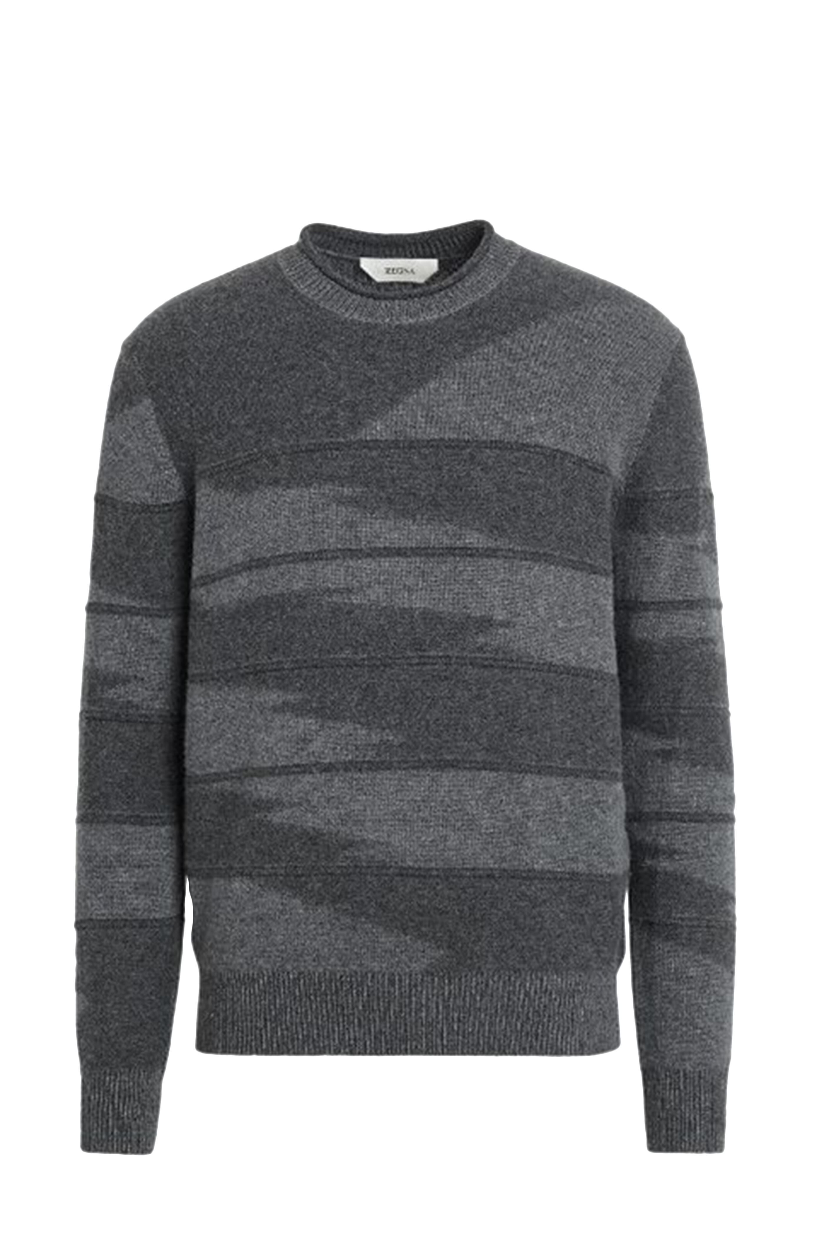 Z Zegna - Gray Cashmere Crewneck Sweater | Mitchell Stores