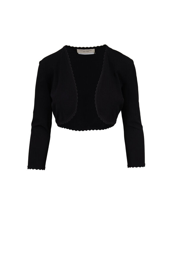 Carolina Herrera - Black Knit Scallop Bolero Cardigan 