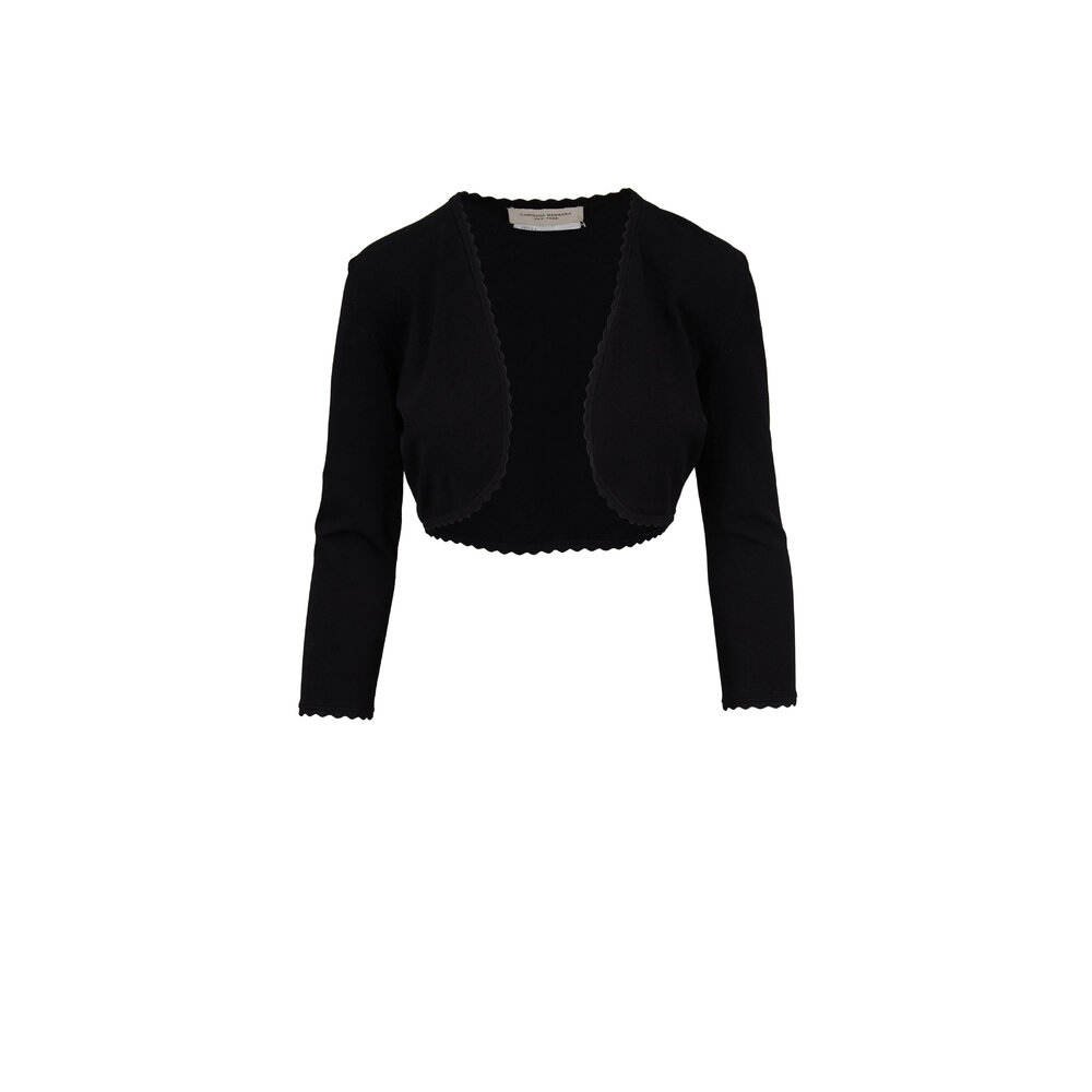 Carolina Herrera - Black Knit Scallop Bolero Cardigan