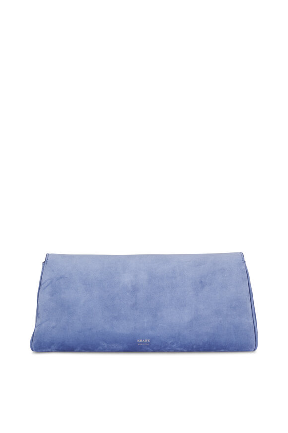 Khaite Audrey Cloud Blue Suede Clutch - view 3