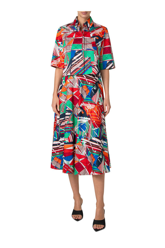 Akris Punto - Sea Clipper Cotton Satin Midi Skirt