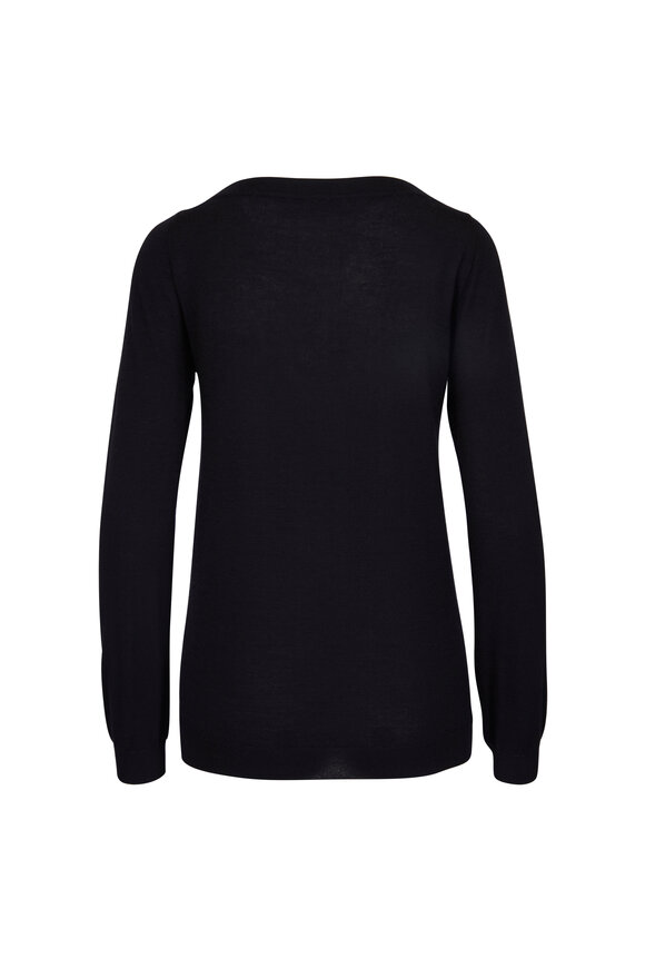 Brunello Cucinelli - Black Cashmere & Silk V-Neck Sweater