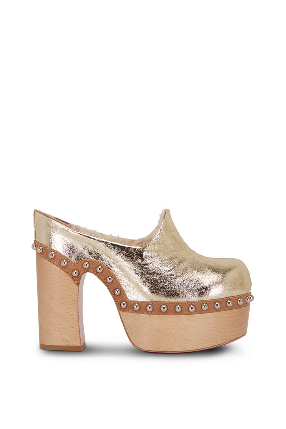 Christian Louboutin Joan Metallic Shearling Lined Clog, 130mm - view 3