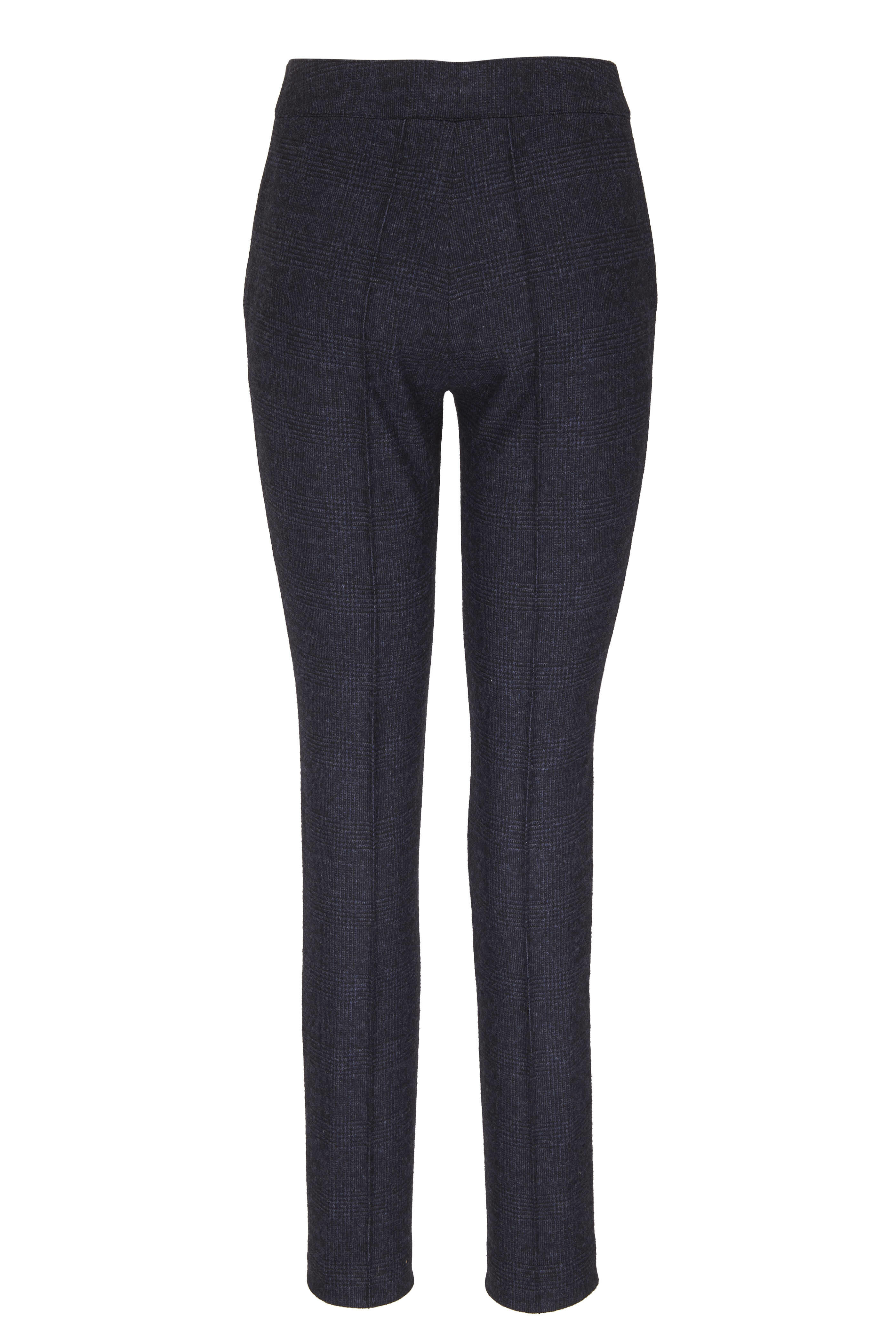 Akris Punto - Mara Navy & Black Plaid Jersey Pleat Pant