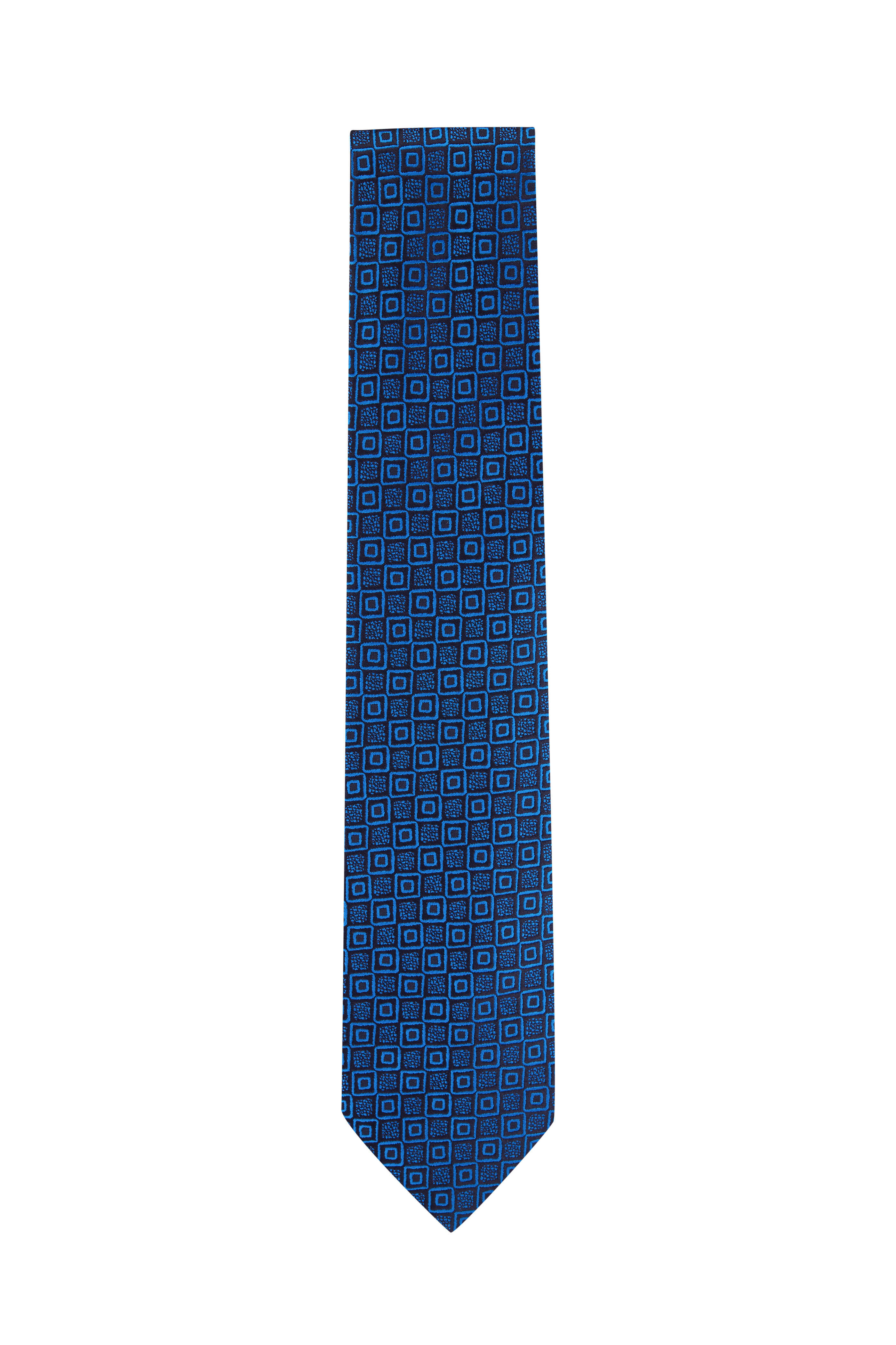 Charvet - Royal Blue Geometric Print Silk Necktie