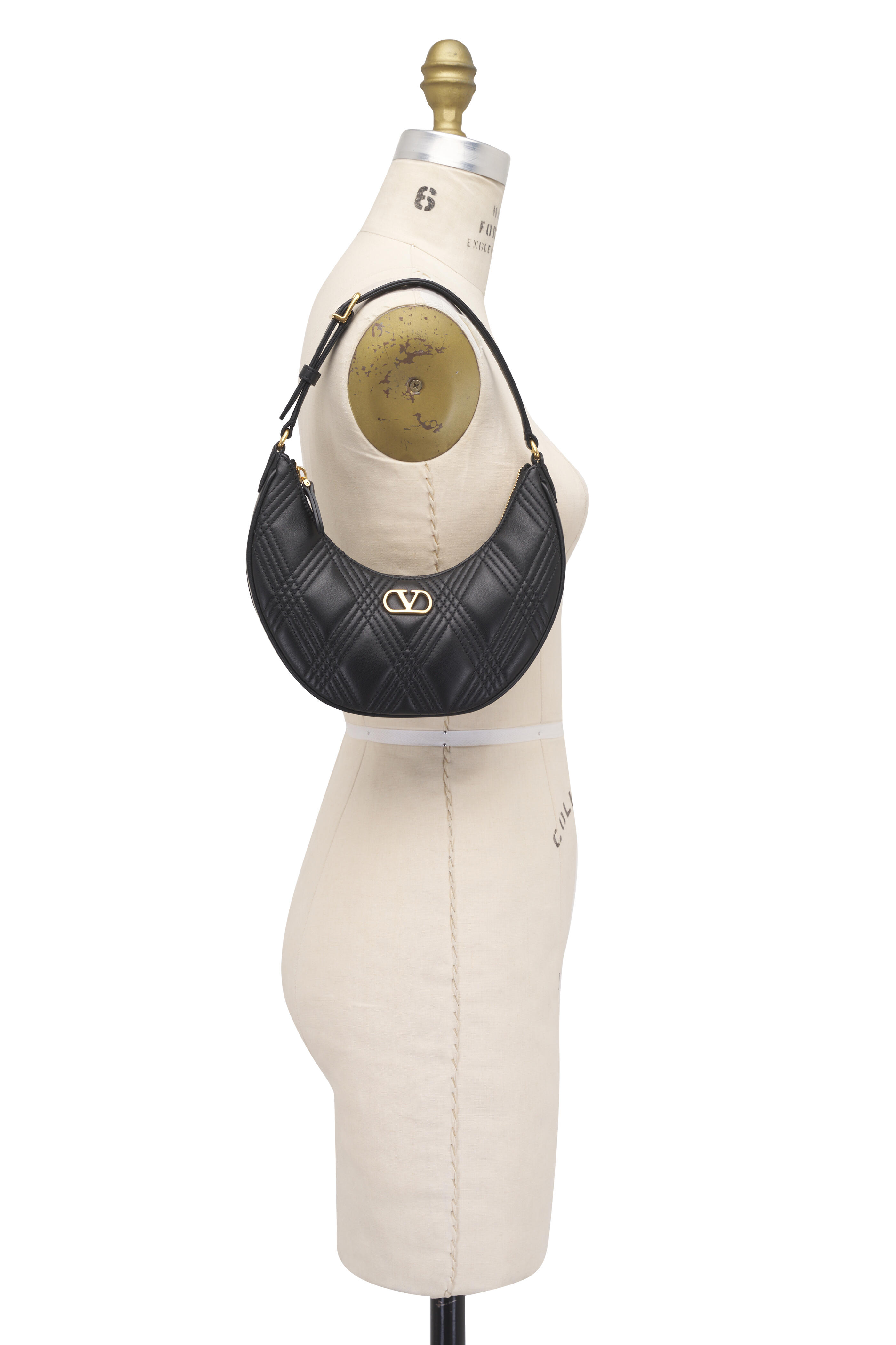 Valentino Garavani - Mini Quiltie 67 Black Hobo Leather