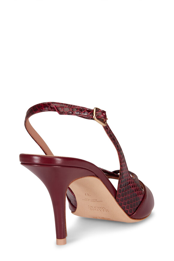 Malone Souliers Petra Rosewood Leather Slingback Sandal, 70mm - view 3