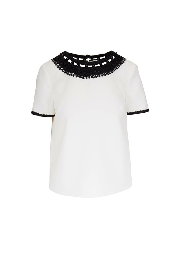 Carolina Herrera - Embellished Black & White Blouse