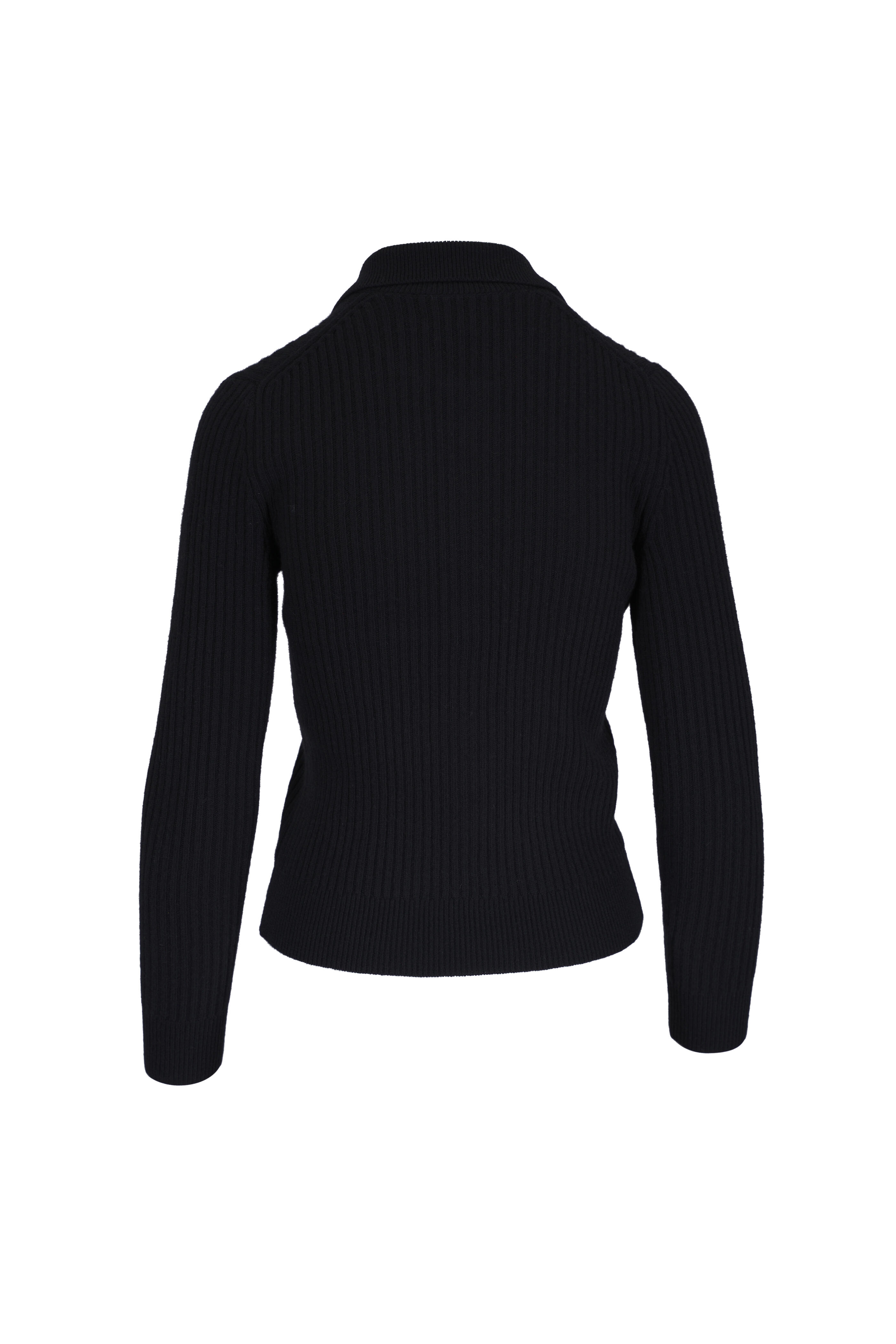 Nili Lotan - Braxton Black Wool Ribbed Sweater