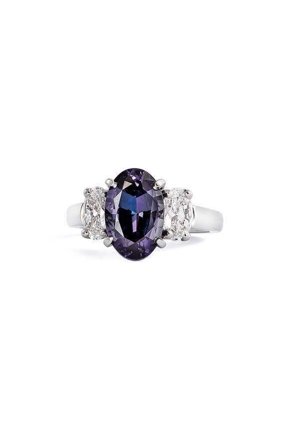 Oscar Heyman - Platinum Alexandrite Diamond Cocktail Ring 