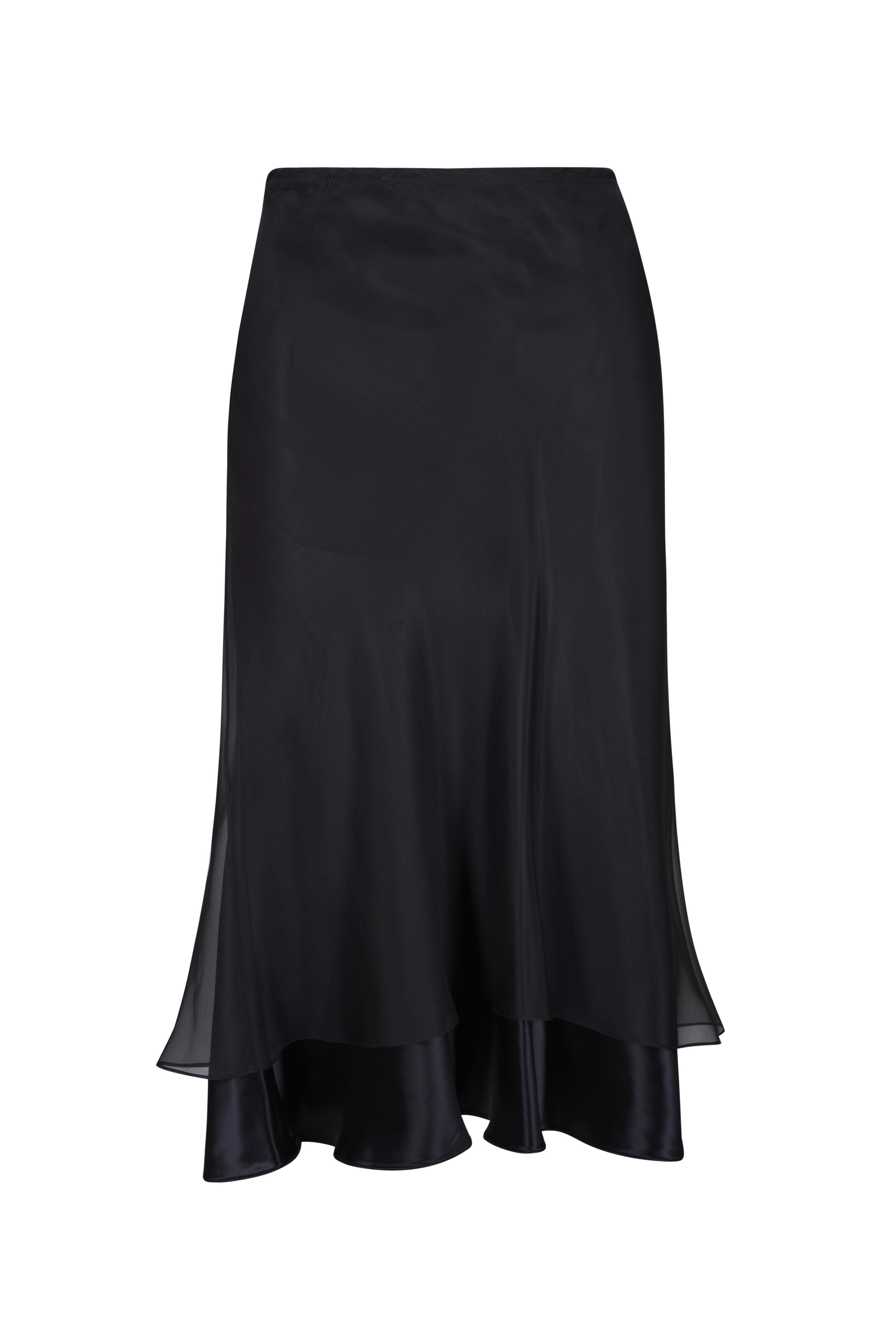 Khaite - Monina Shiny Black Satin Skirt