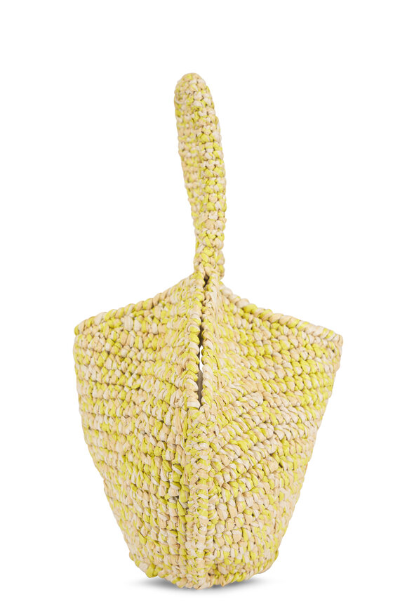 Khaite Mini Lotus Citron & White Raffia Tote - view 3