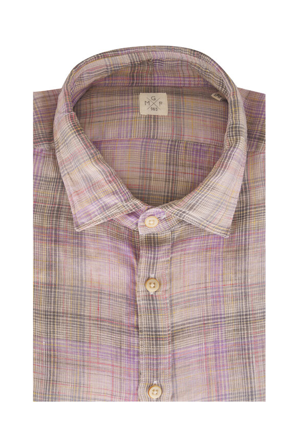 GMF Pink & Tan Plaid Linen Dress Shirt - view 1
