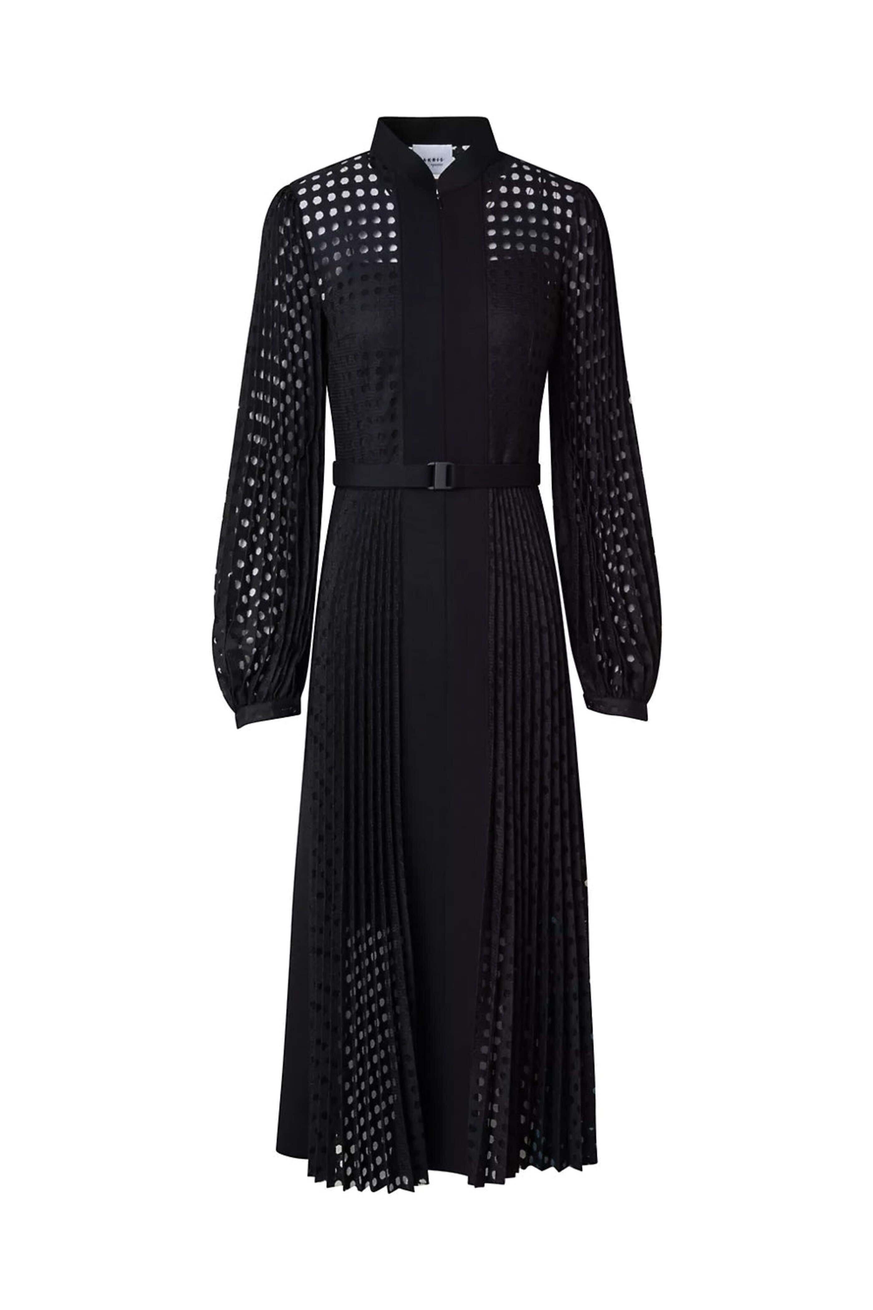 Akris Punto - Black Dot Burnout Lace Midi Dress | Mitchell Stores Akris Punto - Black Dot Burnout Lace Midi Dress | Mitchell Stores