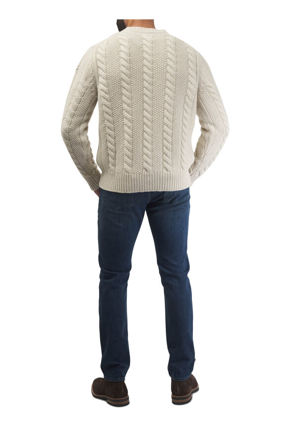 Moncler - Light Beige Wool & Cashmere Cable Knit Sweater