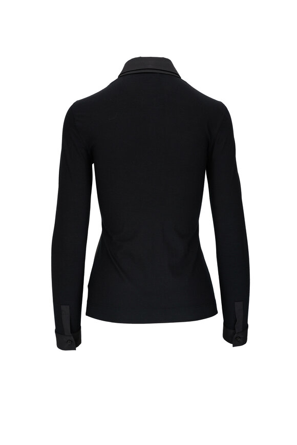 Akris Punto - Black Stretch Collared Combo Blouse