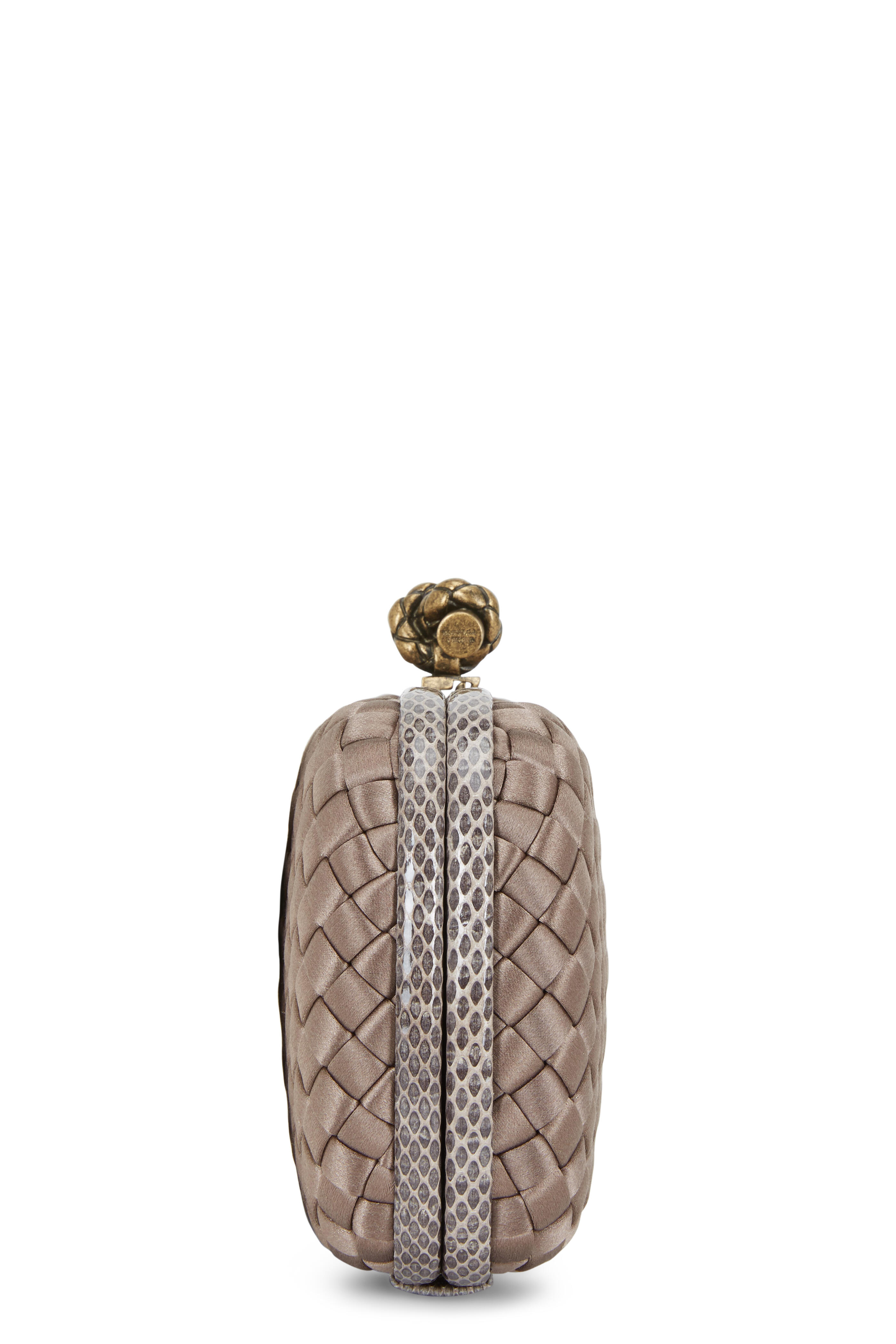 Bottega Veneta Women's Woven Mini Knot Clutch - Silver in Metallic
