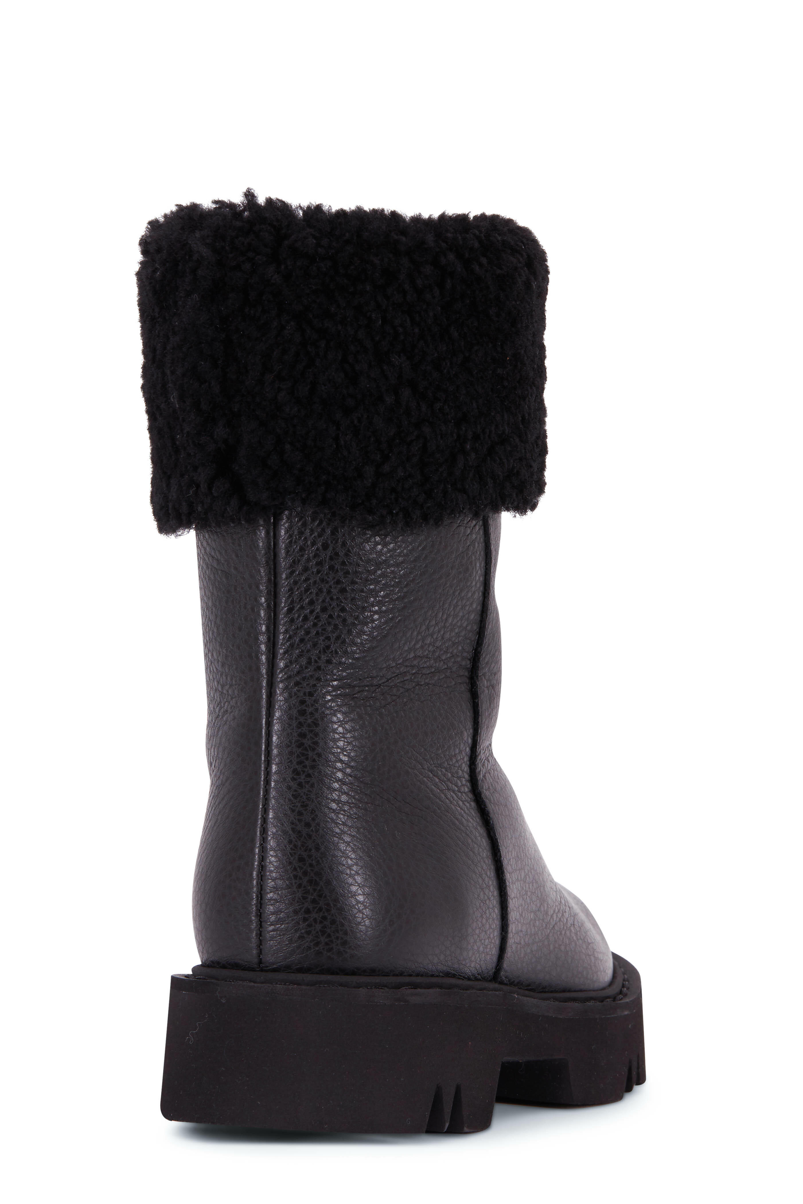 Aquatalia Heidy Black Leather Shearling Bootie