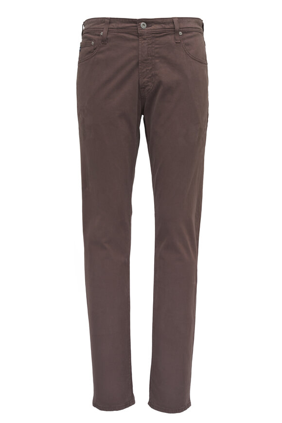 AG Tellis Berry Brown Sueded Slim Pant