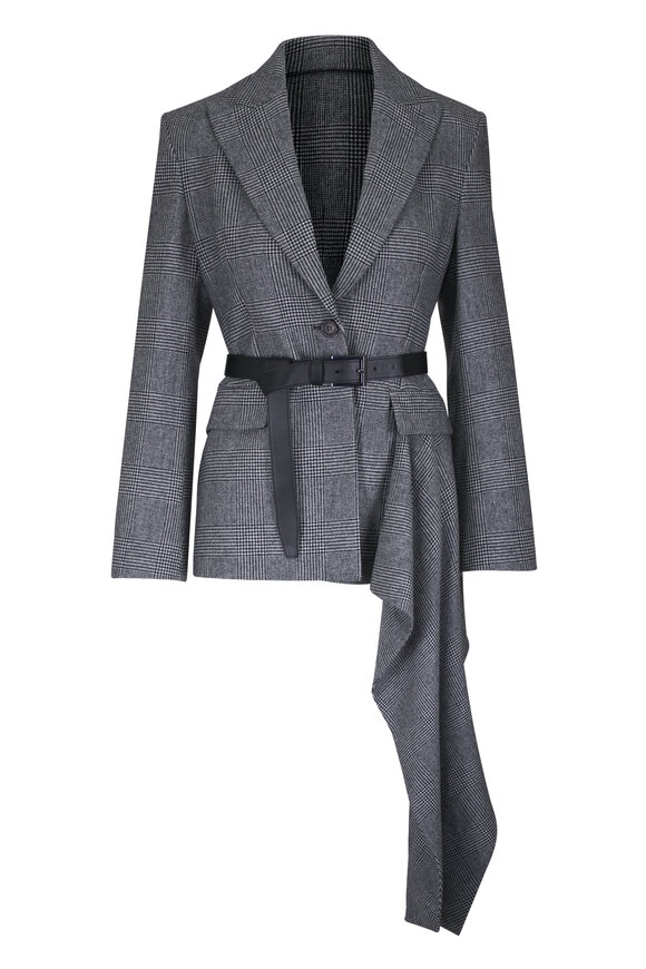 Michael Kors Collection Black & Ivory Glen Plaid Wool & Cashmere Jacket - view 1