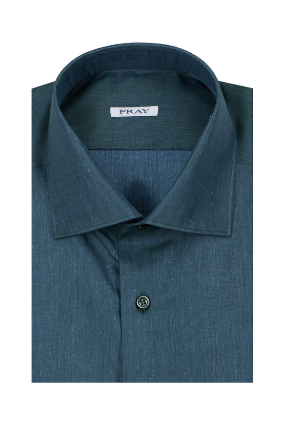 Fray Solid Hunter Green Cotton Sport Shirt - view 1