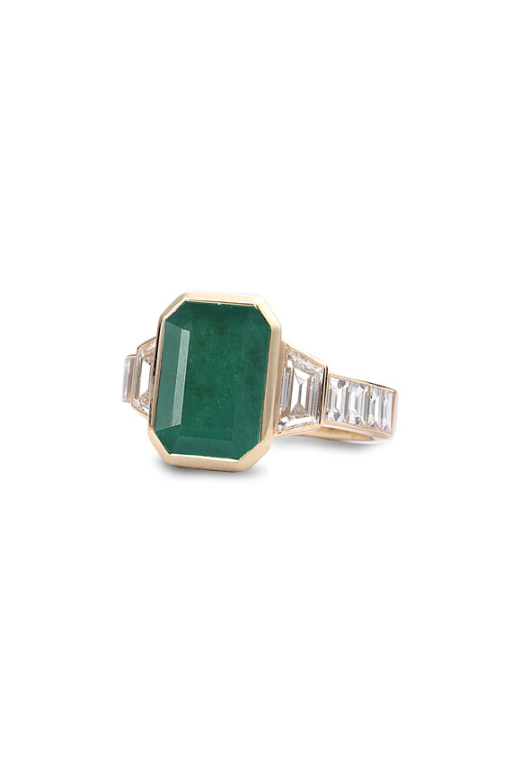 Nam Cho Zambian Emerald & Diamond Cocktail Ring