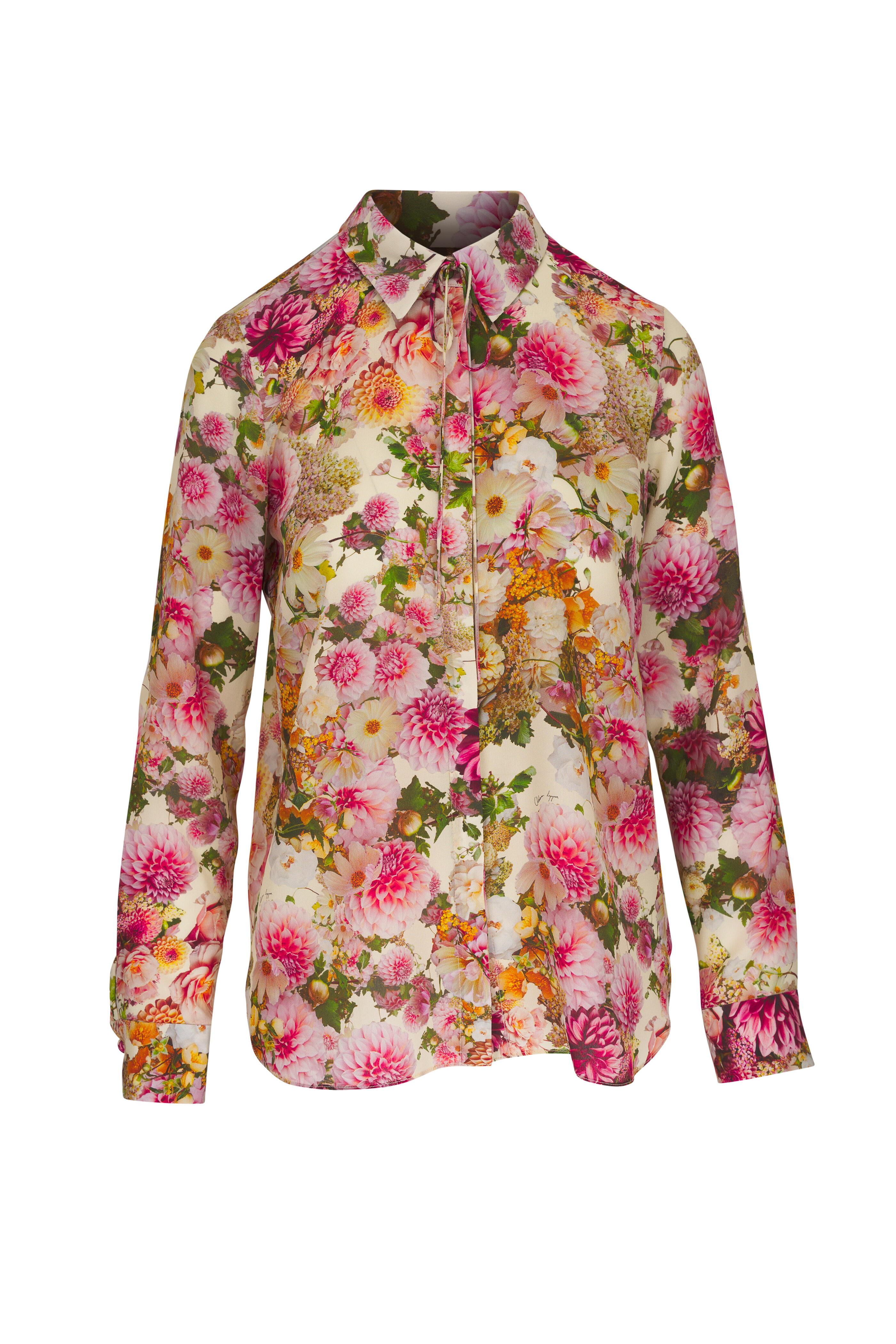 Adam Lippes - Cream Multi Floral Print Silk Blouse