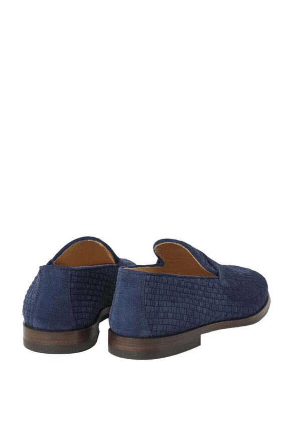 Brunello Cucinelli Ocean Blue Woven Suede Loafer - view 3