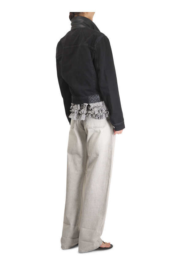 Bottega Veneta Black Denim & Intrecciato Trucker Jacket - view 4