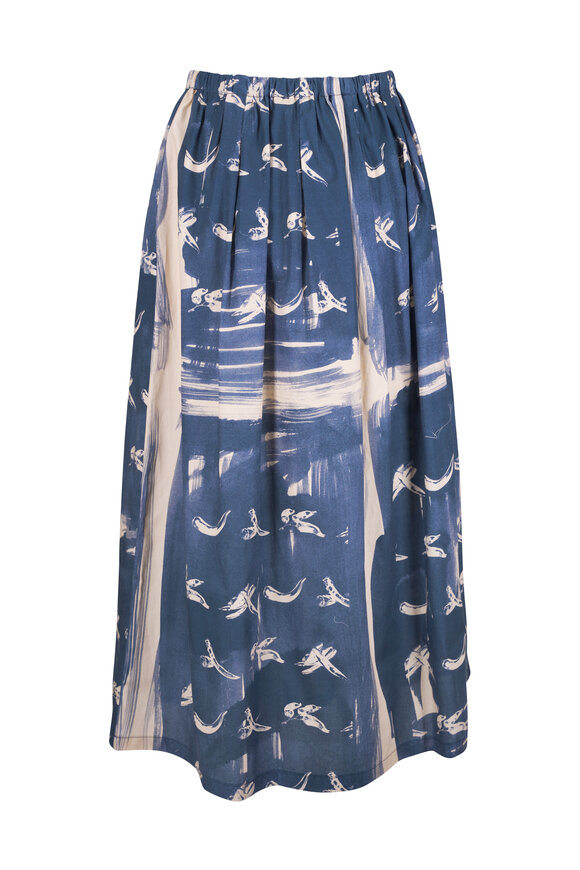 Odeeh China Blue Chilies Print Cotton Skirt - view 4