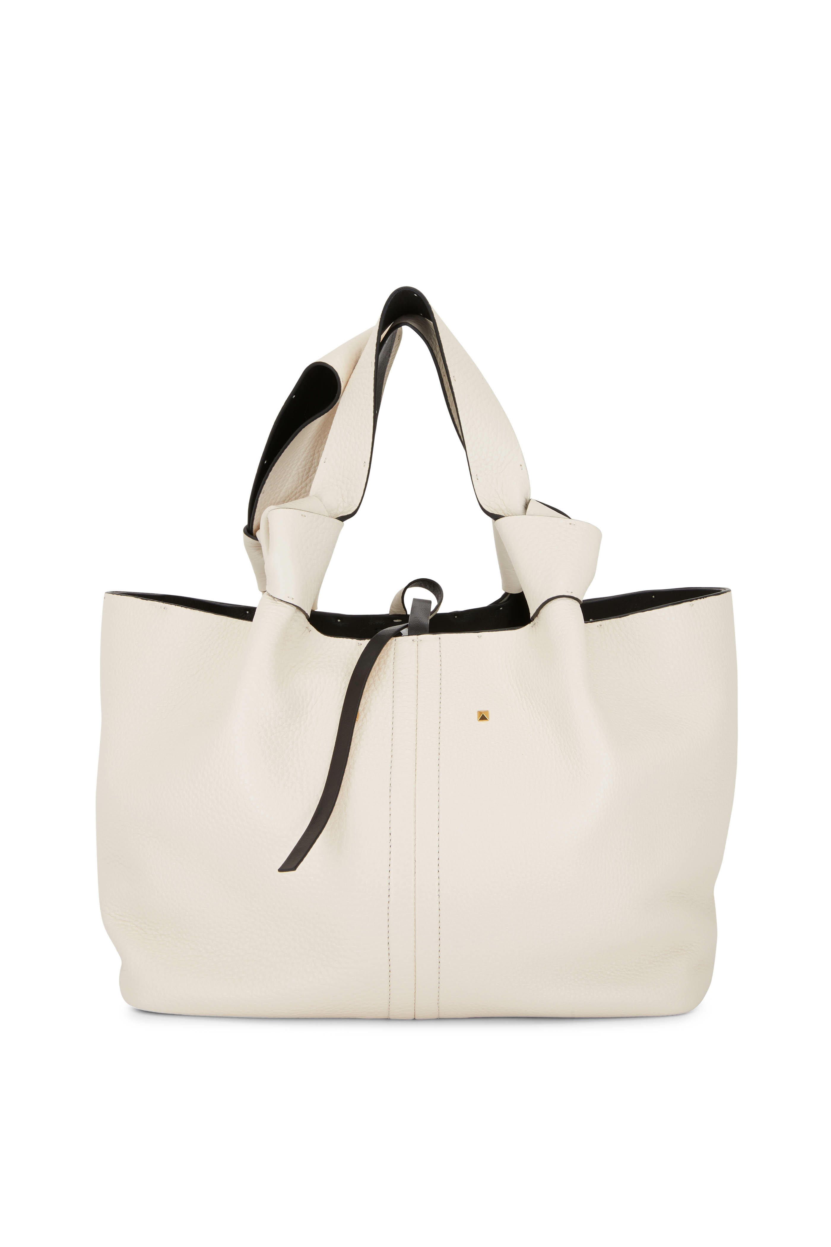 Valentino Garavani - Atelier Ivory Small Leather Tote with Bow Valentino Garavani - Atelier Ivory Small Leather Tote with Bow