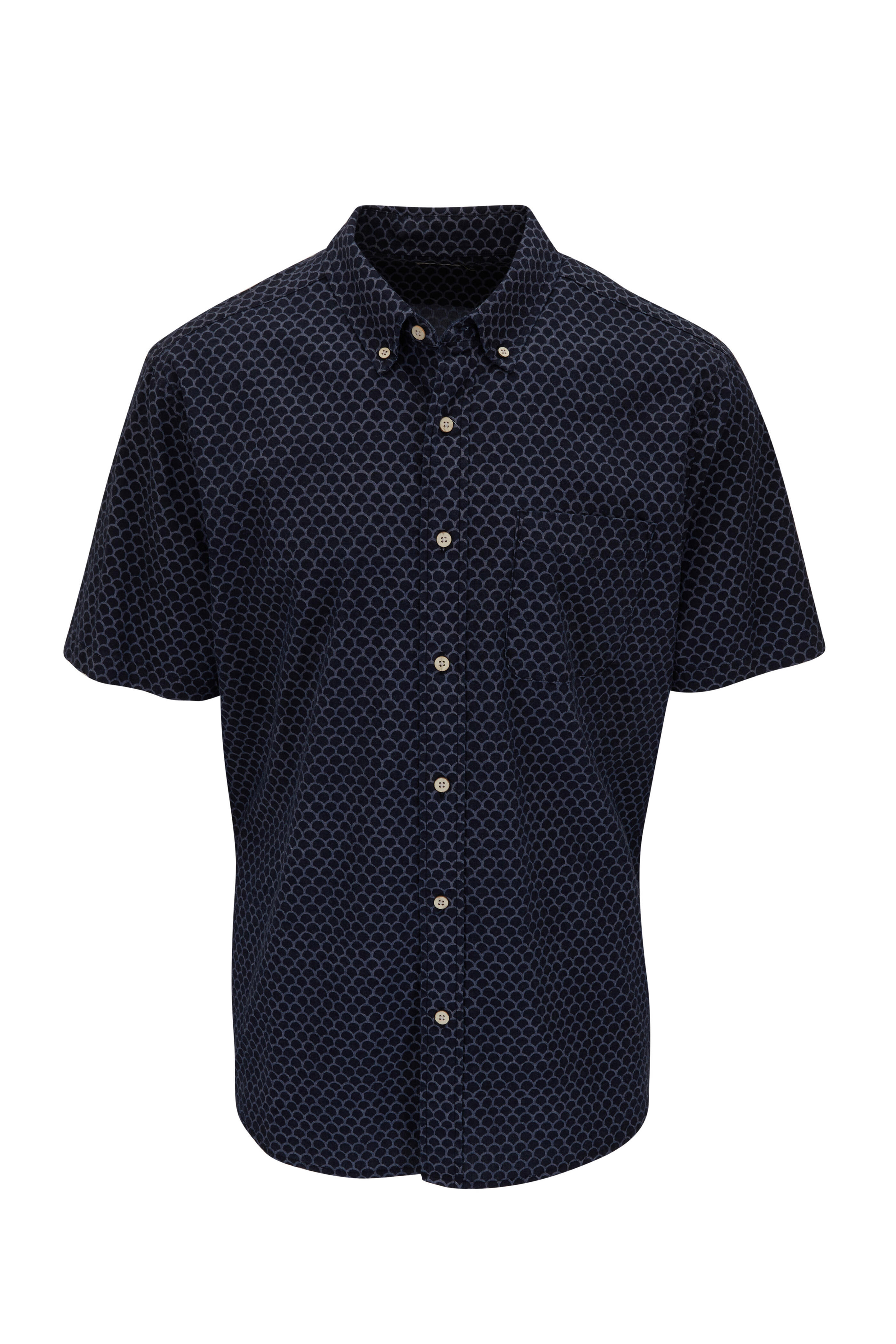 Faherty Brand - Playa Midnight Fish Scale Short Sleeve Shirt