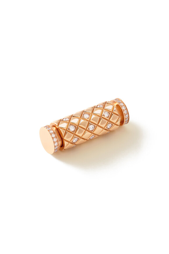 Nouvel Heritage 18k Rose Gold Semi Pave Diamond Pendant - view 1