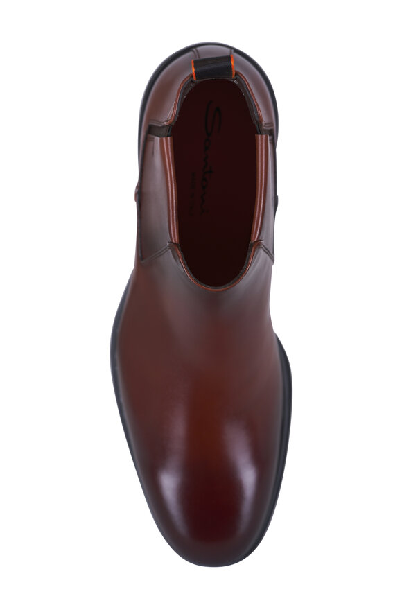 Santoni - Easy Dark Brown Leather Pull-On Boot