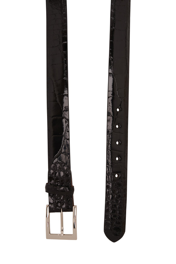 W Kleinberg - Glazed Black Textured Belt 